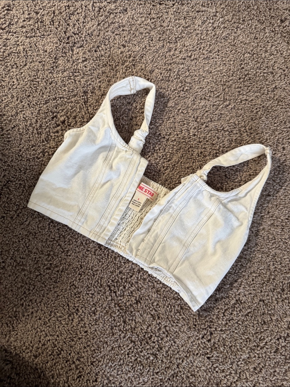 Light Wash Denim Crop Bralette with Knotted Straps